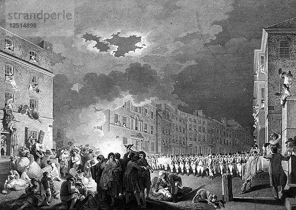 Aufruhr in der Broad Street  London  1780  (1790). Künstler: James Heath