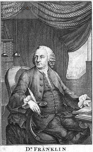 Benjamin Franklin  amerikanischer Wissenschaftler  Erfinder und Staatsmann  Ende des 18. Jahrhunderts Künstler: Unbekannt