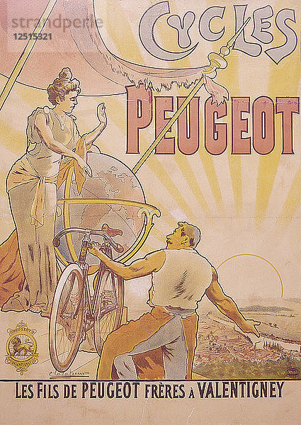 Werbeplakat für Peugeot-Fahrräder  Ende des 19. bis Anfang des 20. Jahrhunderts. Künstler: E Vavasseur