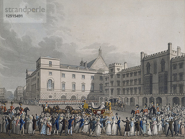 Beifall für Königin Victoria im Carlton House  London  (um 1842?). Künstler: Unbekannt