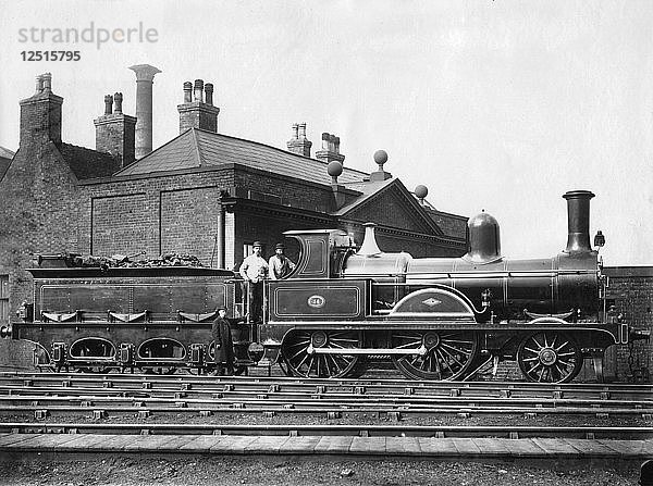 Dampflokomotive Nr. 14 der North Staffordshire Railway und ihr Tender um 1875 Künstler: Unbekannt