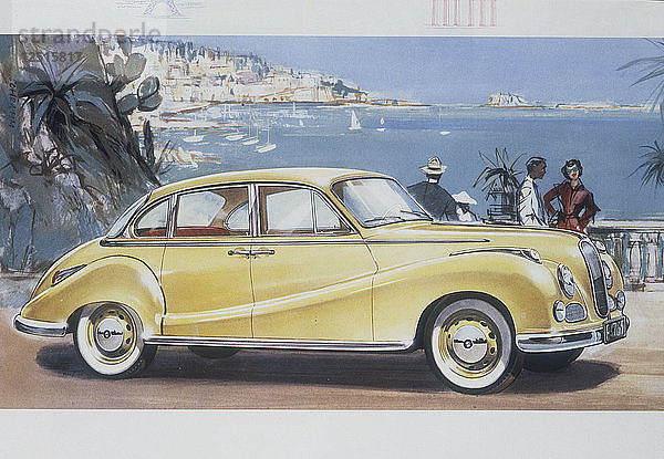 Werbeplakat für ein BMW 502 Auto  1957. Künstler: Unbekannt