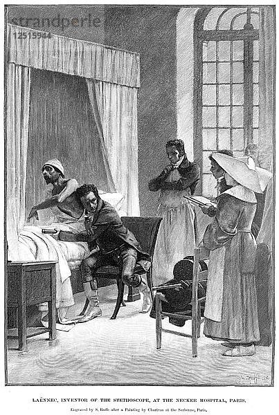Rene Theophile Hyacinthe Laennec  französischer Arzt  der das Stethoskop erfand  1889. Künstler: Unbekannt