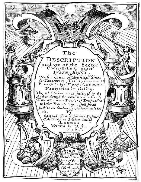 Titelblatt von The Description and Use of the Sector von Edmund Gunter  1636. Künstler: Unbekannt