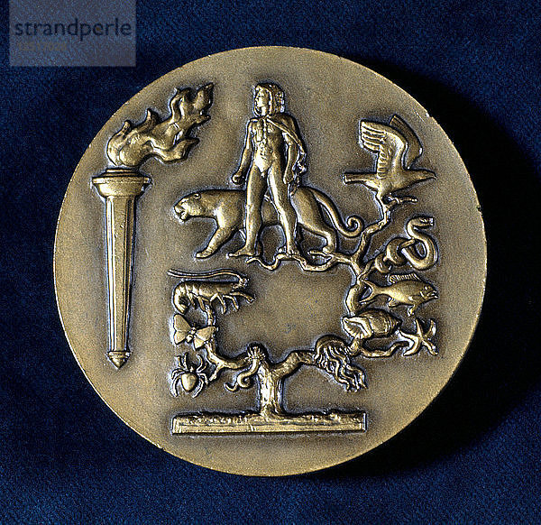 Medaille zum Gedenken an Jean Baptiste de Monet  Chevalier de Lamarck  französischer Biologe  20. Jahrhundert. Künstler: Unbekannt