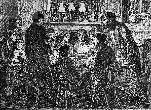 Seder-Mahlzeit  Pessach  Mitte/Ende des 19. Jahrhunderts. Künstler: Simeon Salomon