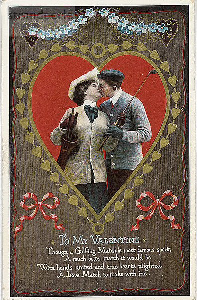 Valentinskarte mit Golfmotiv  Deutschland  1912. Künstler: Unbekannt