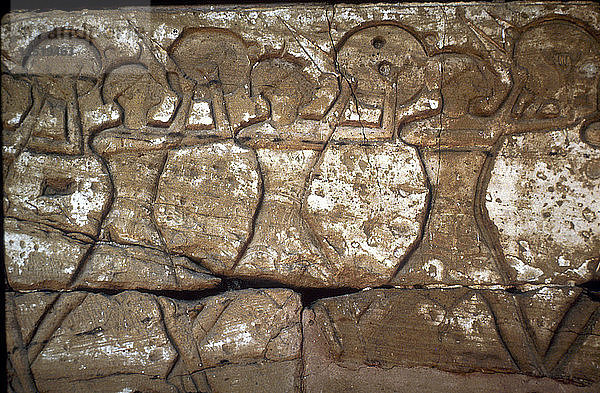 Soldatenrelief  Tempel von Ramses III  Medinat Habu  Luxor  Ägypten  ca. 12. Jahrhundert v. Chr. Künstler: Unbekannt