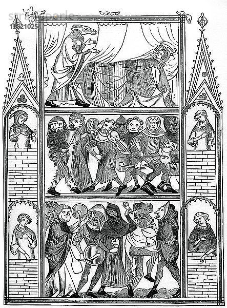 Szenen aus der Geschichte von Fauvel  15. Jahrhundert  (1870). Künstler: Unbekannt