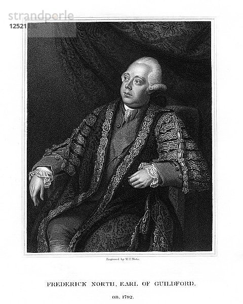 Frederick North  2. Earl of Guilford  Premierminister von Großbritannien  (1833).Künstler: WT Mote