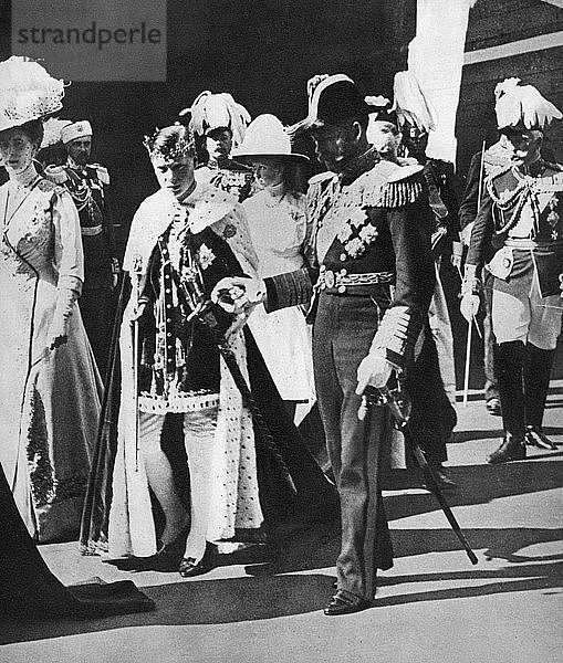 Prinz Edwards Amtseinführung als Prinz von Wales  1911. Künstler: Unbekannt
