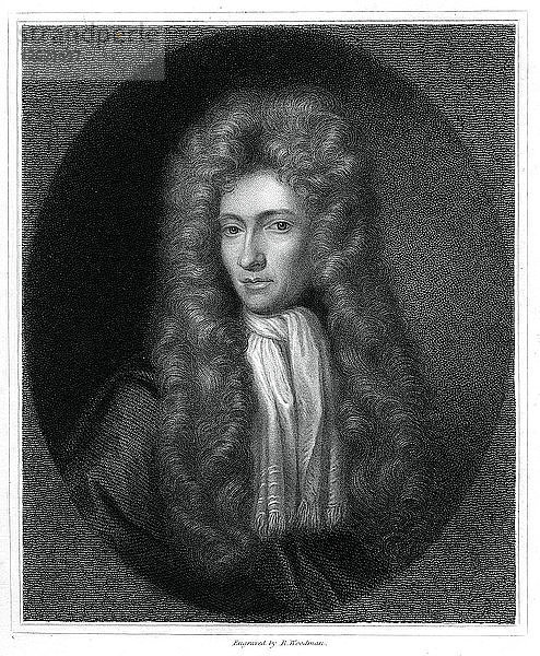 Robert Boyle  in Irland geborener Chemiker und Physiker  (1833) Künstler: R. Woodman