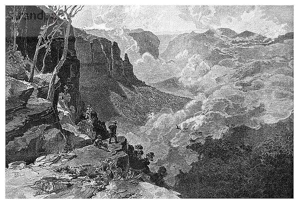 Govetts Leap  Blue Mountains  New South Wales  Australien  1886.Künstler: Frederic B. Schell