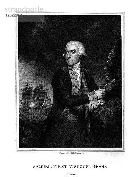 Samuel Hood  1. Viscount Hood  britischer Admiral  (1831).Künstler: H. Robinson