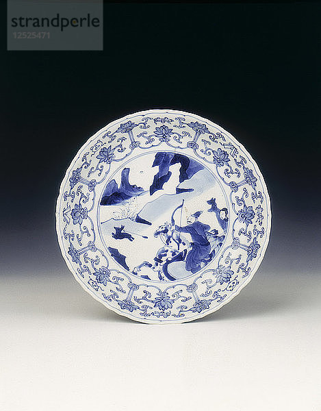 Blaue und weiße Schale  Qing-Dynastie  Mitte Kangxi  China  1683-1700. Künstler: Unbekannt