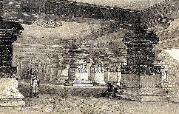 Innenraum von Lanka  Ellora  Indien  1845. Künstler: Thomas Colman Dibdin