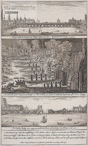 London Bridge (alt)  London  1758. Künstler: Anon