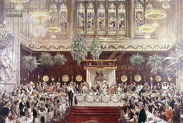 Ansicht des Krönungsmahls für König Georg V. und Königin Mary  London  1911. Künstler: Anon