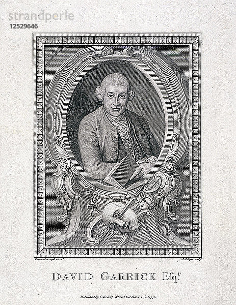 Ovales Porträt von David Garrick  1776. Künstler: J. Collyer