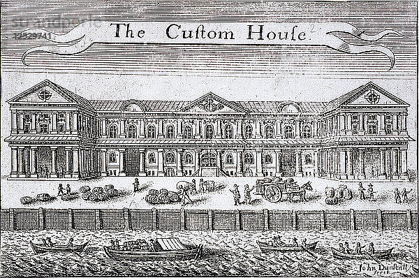 Custom House und Themse  London  um 1670. Künstler: John Dunstall