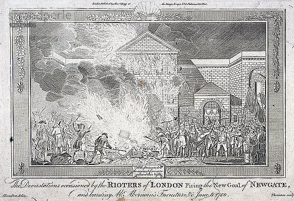 Gordon-Unruhen  Newgate-Gefängnis  London  1780. Künstler: Thornton