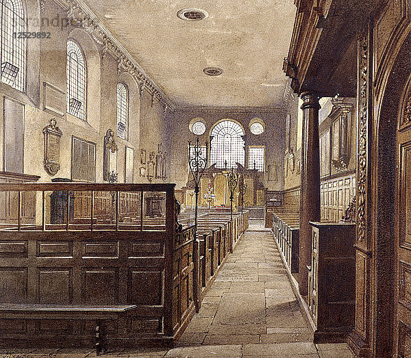 Innenraum von St. Olave Jewry  London  1887. Künstler: John Crowther