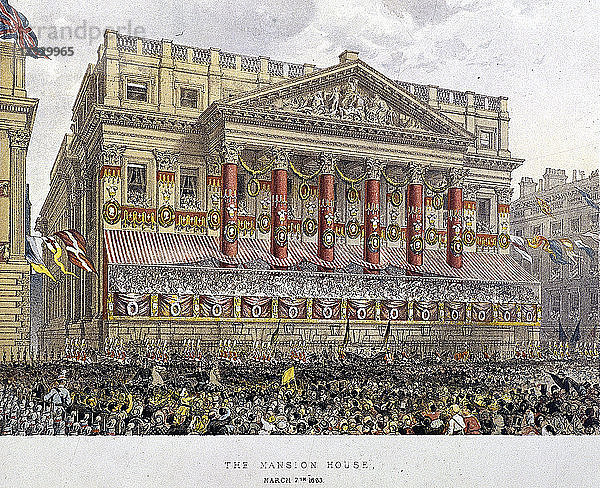 Mansion House (außen)  London  1863. Künstler: Day & Son