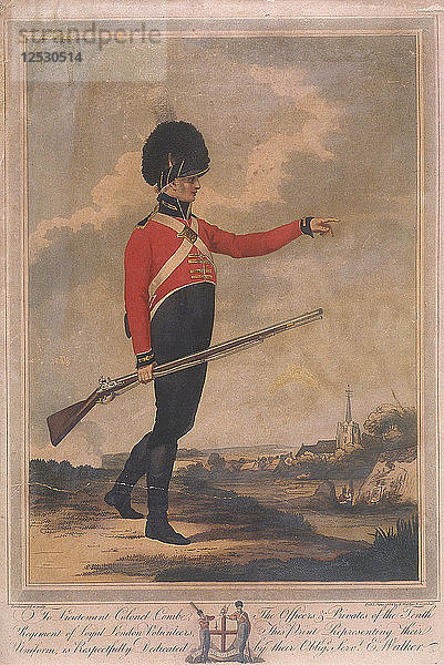 Militärfigur in der Uniform des zehnten Regiments der Loyal London Volunteers  1804. Künstler: Charles Tomkins