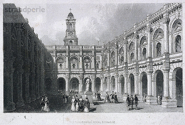 Royal Exchange (3.) innen  London  um 1850. Künstler: Anon