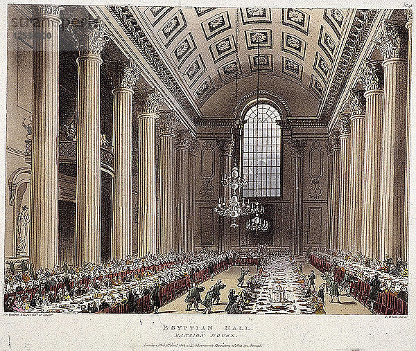 Mansion House (Innenraum)  London  1809. Künstler: Thomas Rowlandson