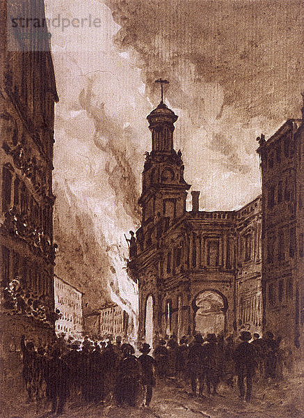 Brand der Royal Exchange  London  1838. Künstler: Anon