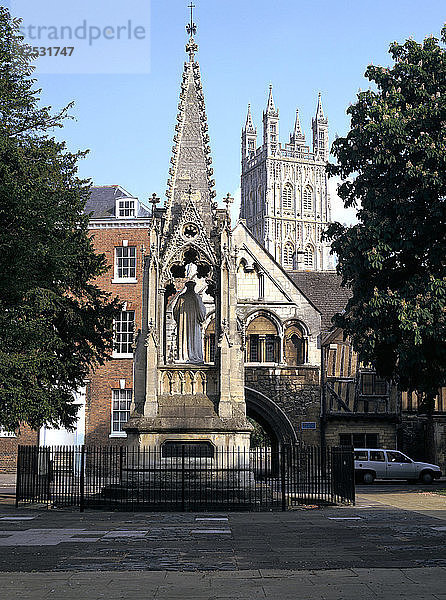 John-Hooper-Gedenkstätte  St. Marys Gate und Kathedrale von Gloucester  Gloucestershire