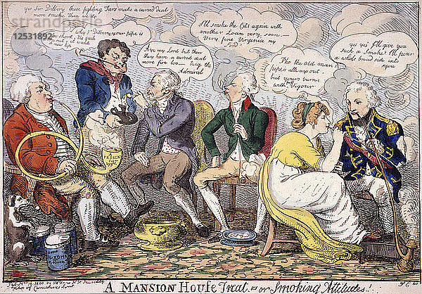 Ein Leckerbissen im Herrenhaus - oder eine Rauchereinstellung  London  1800. Künstler: Anon