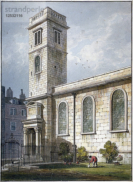 All Hallows Church  Lombard Street  London  1811. Künstler: George Shepherd