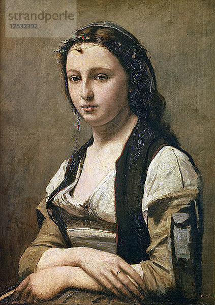 Die Frau mit der Perle  um 1842. Künstler: Jean-Baptiste-Camille Corot