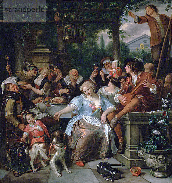 Fröhliche Gesellschaft auf einer Terrasse  um 1673-1675. Künstler: Jan Steen