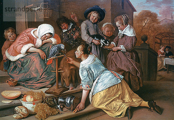 Die Auswirkungen der Unmäßigkeit  1663-1665. Künstler: Jan Steen