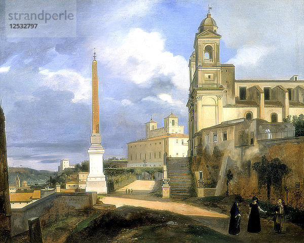 Die Dreifaltigkeit der Berge und die Villa der Medici  Rom  1808. Künstler: Francois-Marius Granet