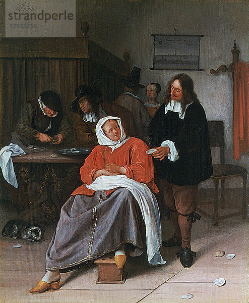 Ein Mann bietet einer Frau eine Auster an  ca. 1660-1665. Künstler: Jan Steen