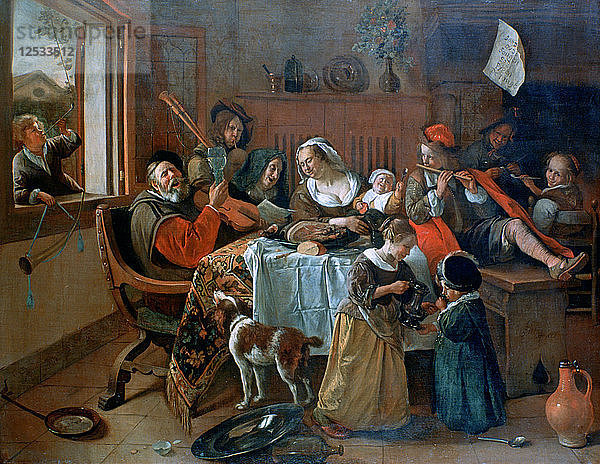 Die lustige Familie  1668. Künstler: Jan Steen
