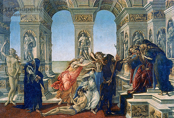 Verleumdung des Apelles  1497-1498. Künstler: Sandro Botticelli