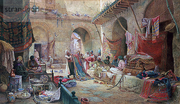Teppichbasar  Kairo  1887. Künstler: Charles Robertson