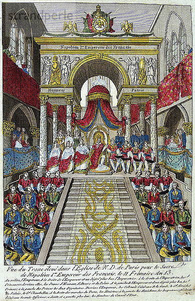 Napoleon Bonaparte wird zum Kaiser Napoleon I. gekrönt  2. Dezember  1804  19. Jahrhundert. Künstler: Unbekannt