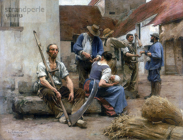 Die Bezahlung der Erntearbeiter  1882. Künstler: Leon-Augustin Lhermitte