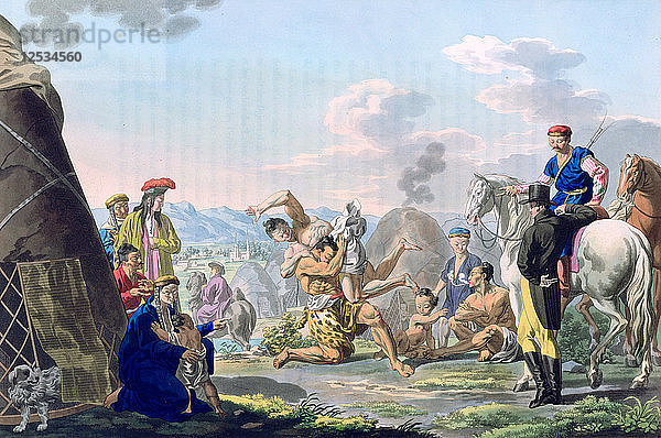 Mongolischer Kampf  1813. Künstler: E. Scotnikoff