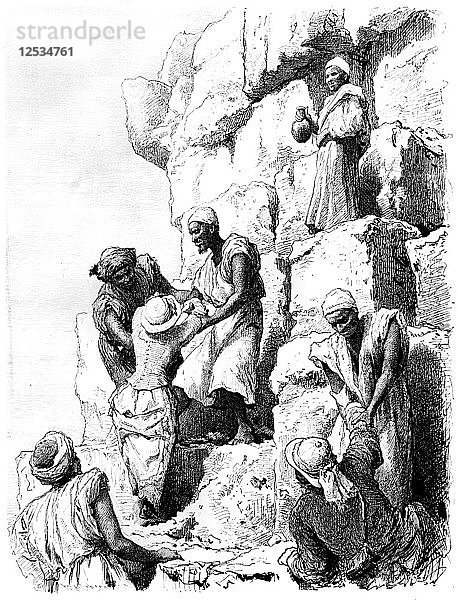 Besteigung der Pyramide  Ägypten  1880. Künstler: Bh Fiedlen