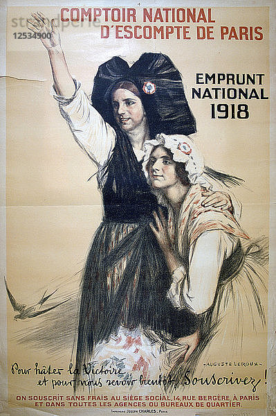 Comptoir National dEscompte de Paris  französisches Plakat zum Ersten Weltkrieg  1918. Künstler: Auguste Leroux