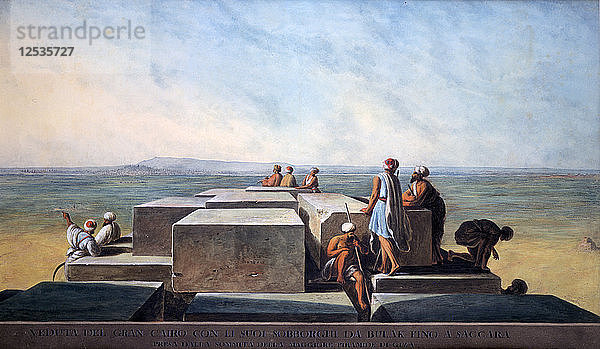 Spitze der ersten Pyramide von Gizeh  1794. Künstler: Thomas Milton