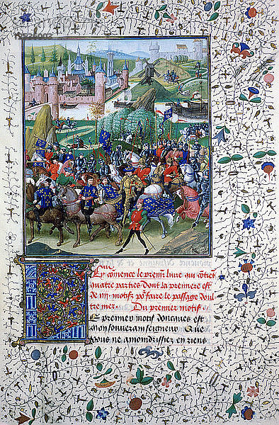Der König von Frankreich auf dem Weg zu den Kreuzzügen  um 1336  (1455). Künstler: Unbekannt