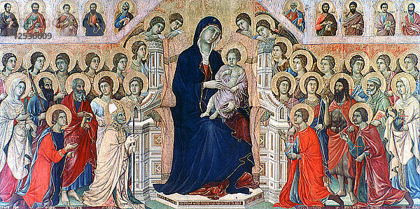 Maestà  (Madonna mit Engeln und Heiligen)  1308-1311. Künstler: Duccio di Buoninsegna